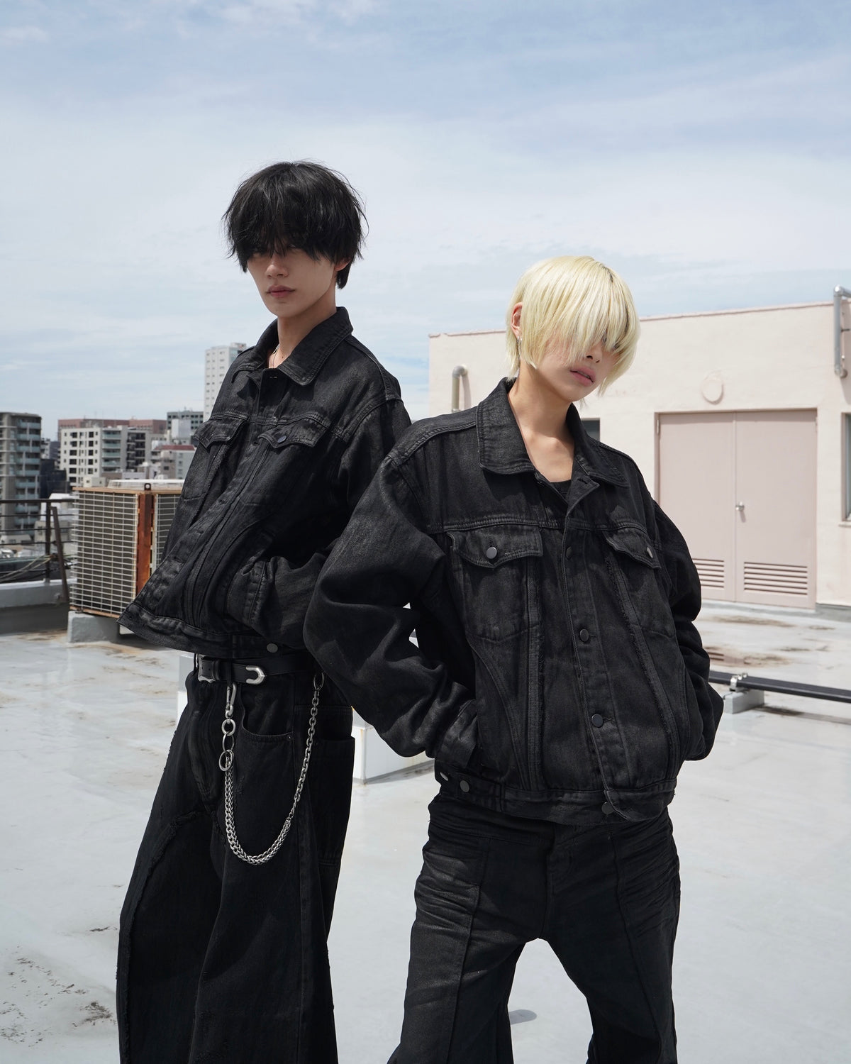 【CHIKASHITSU PLUS HIGH】Washed coating denim jacket
