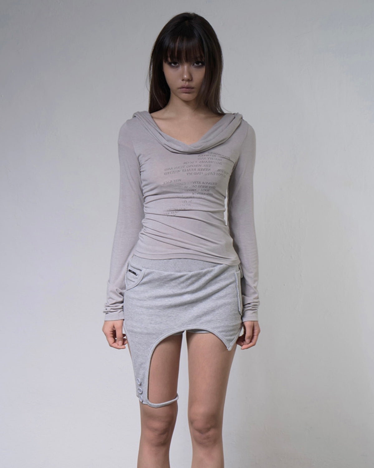 【FANCY CLUB】DRAPE HOODIE LONG SLEEVE