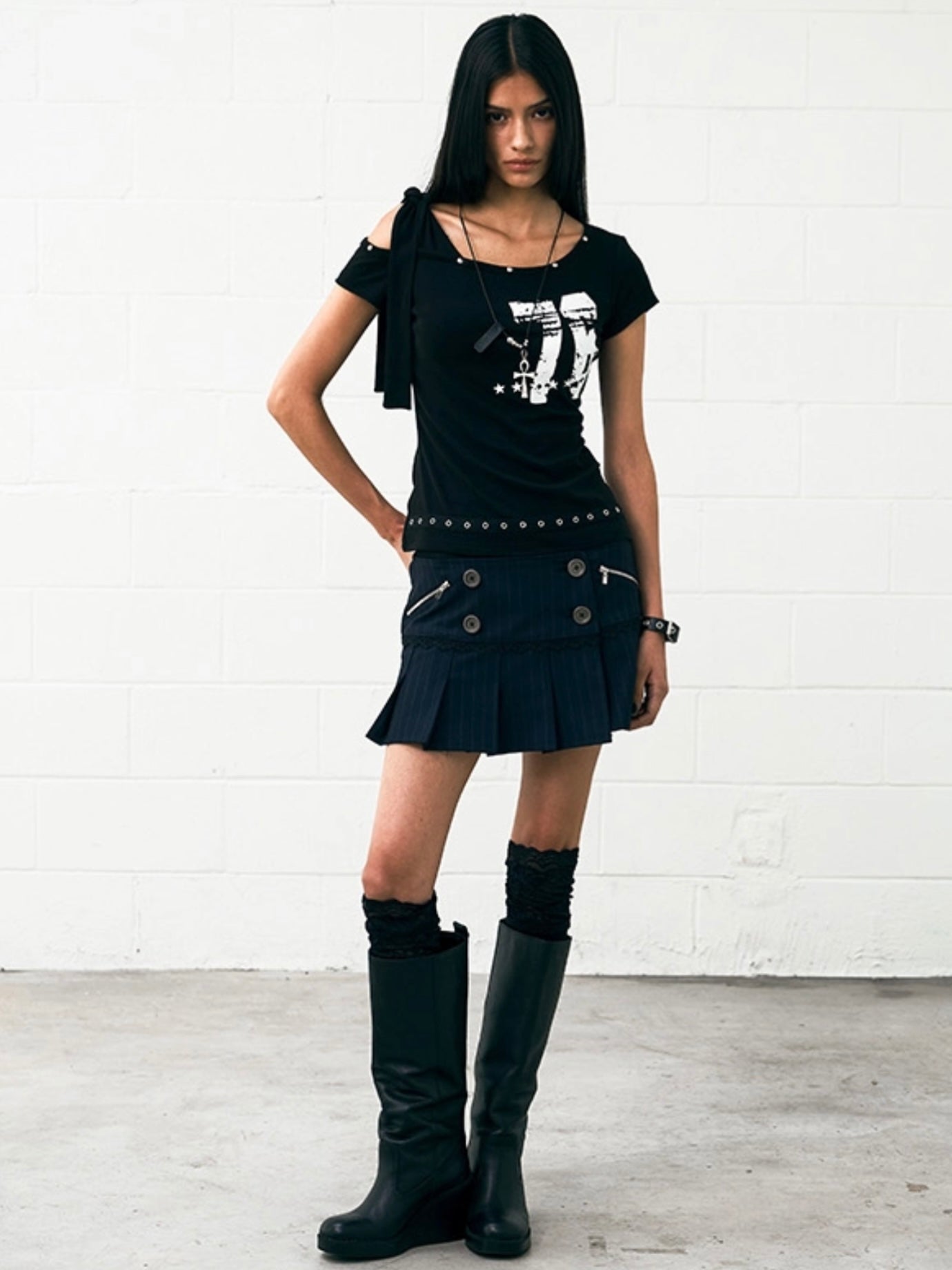 【NOT KNOWING】Tied One Shoulder 76 Top