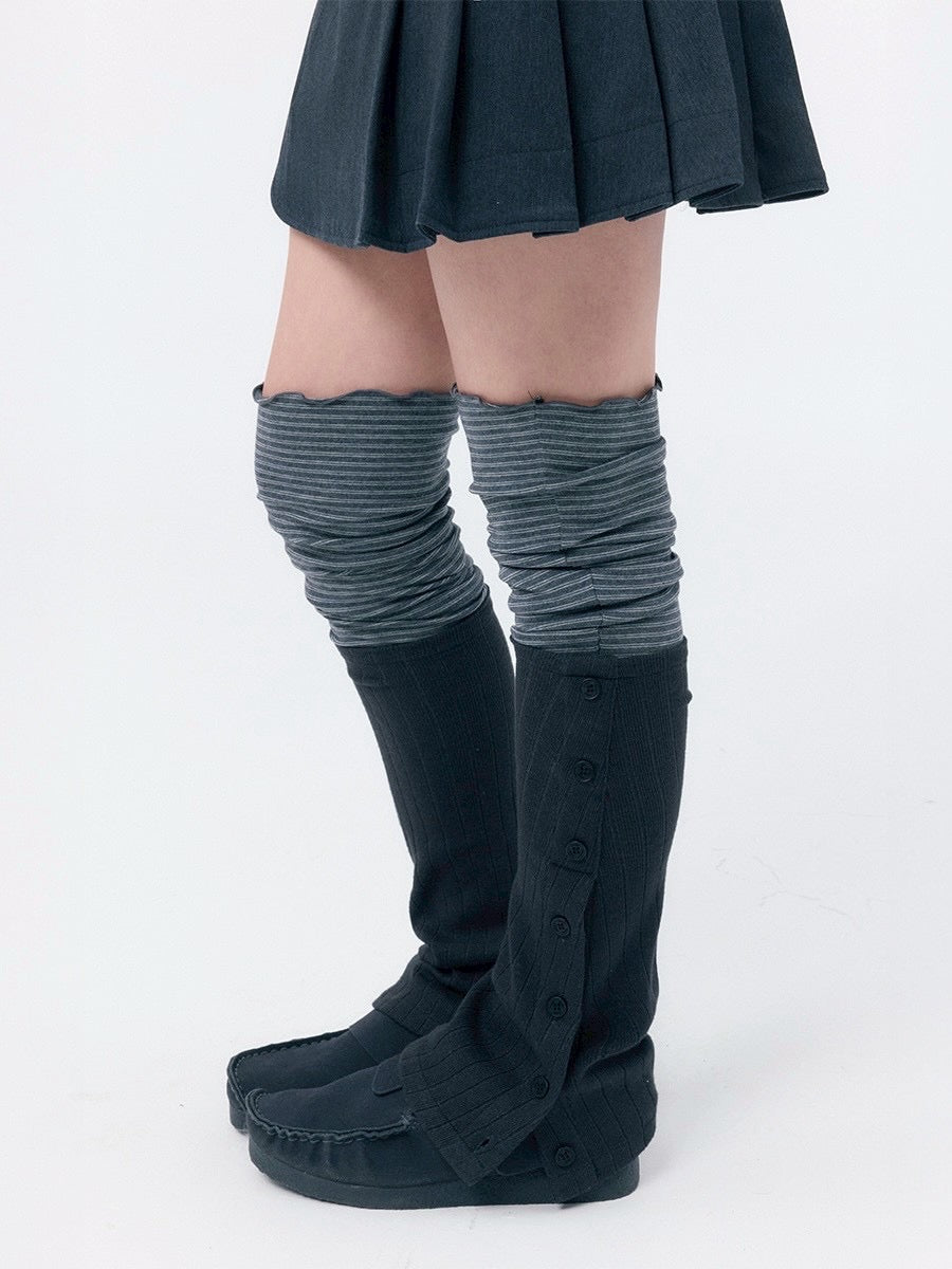 【Miseki seoul】 Striped layered button leg warmer