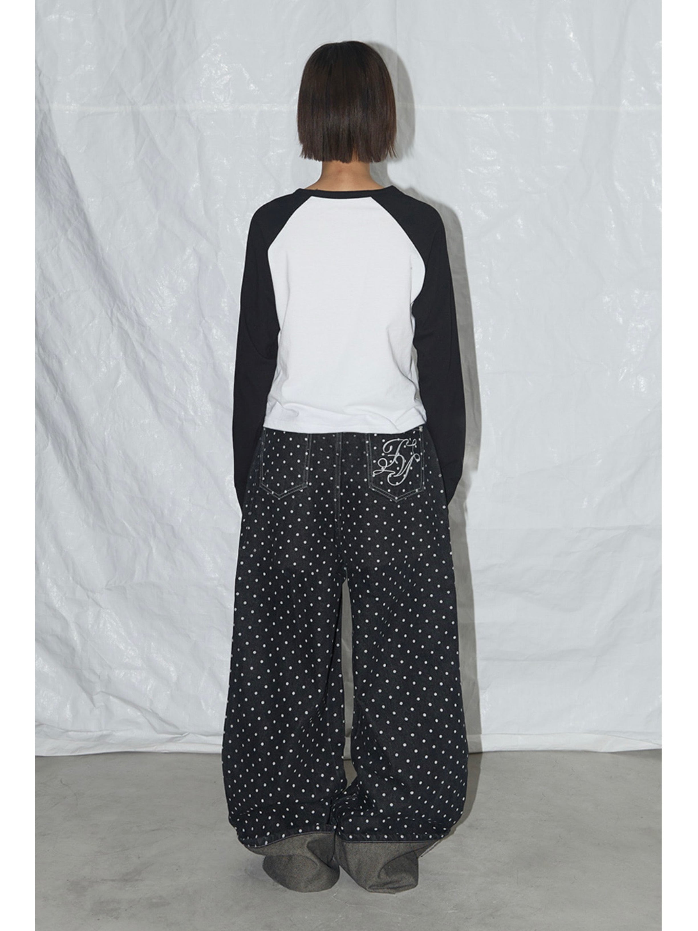 【FANCY CLUB】STRING DOT ROLL-UP PANTS
