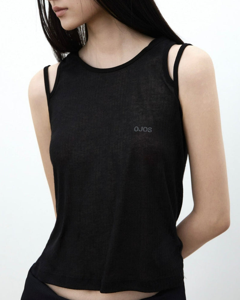 【OJOS】Rib Hood Sleeveless