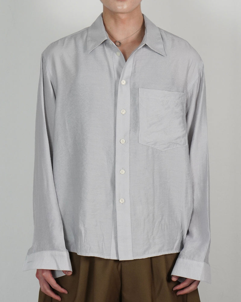 受注制【Chikashitsu +】soft cropped stripe shirt (3color)