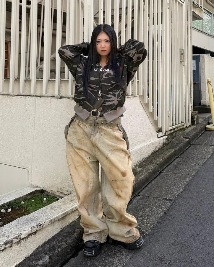 受注制【Never mind the XU】MILITARY CAMO THERMAL ZIP HOODIE (2color)