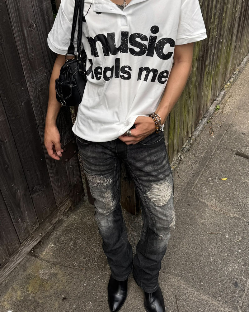 国際配送【RENOL】music polo shirt