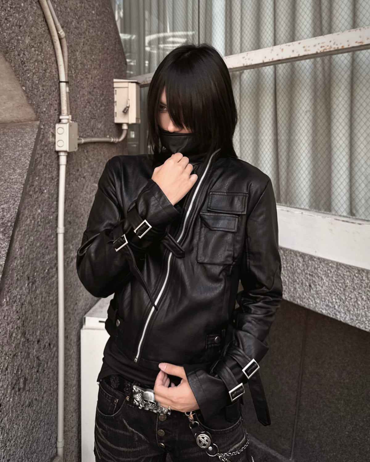受注制【Never mind the XU】Utility Leather Rider Jacket