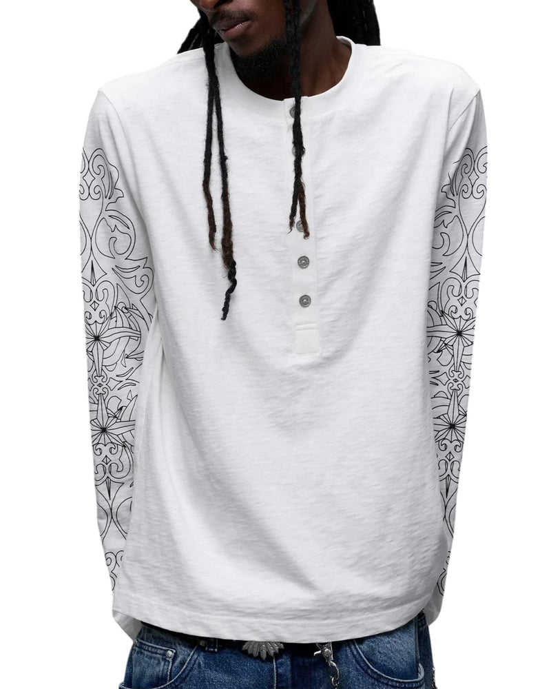 【THEBOYHASNOPATIENCE】LUMINOUS DAWN BAROQUE HENLEY L/S TEE