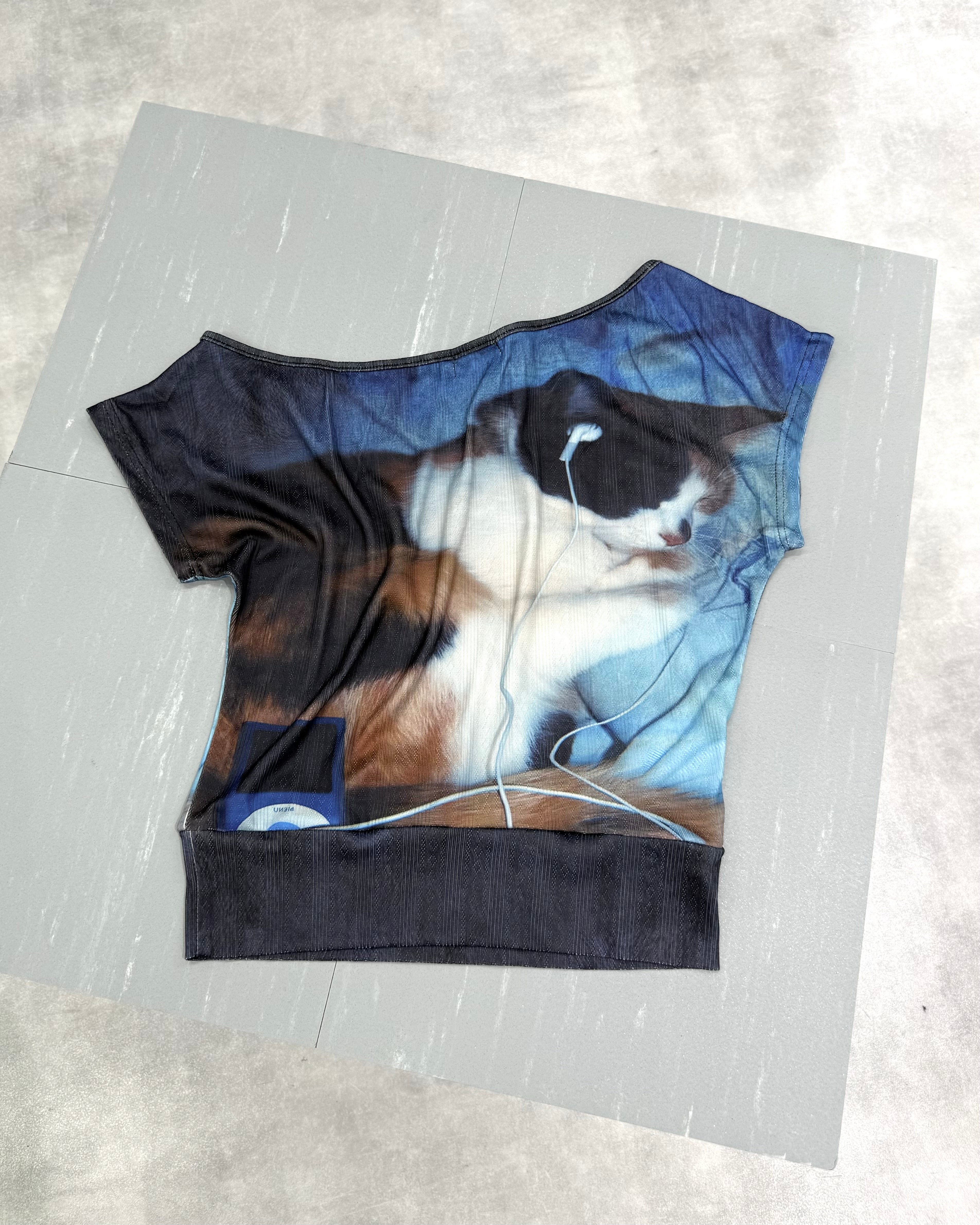 7/17 20:00 発売 国際配送【Nerd out XU】cat off-shoulder tee