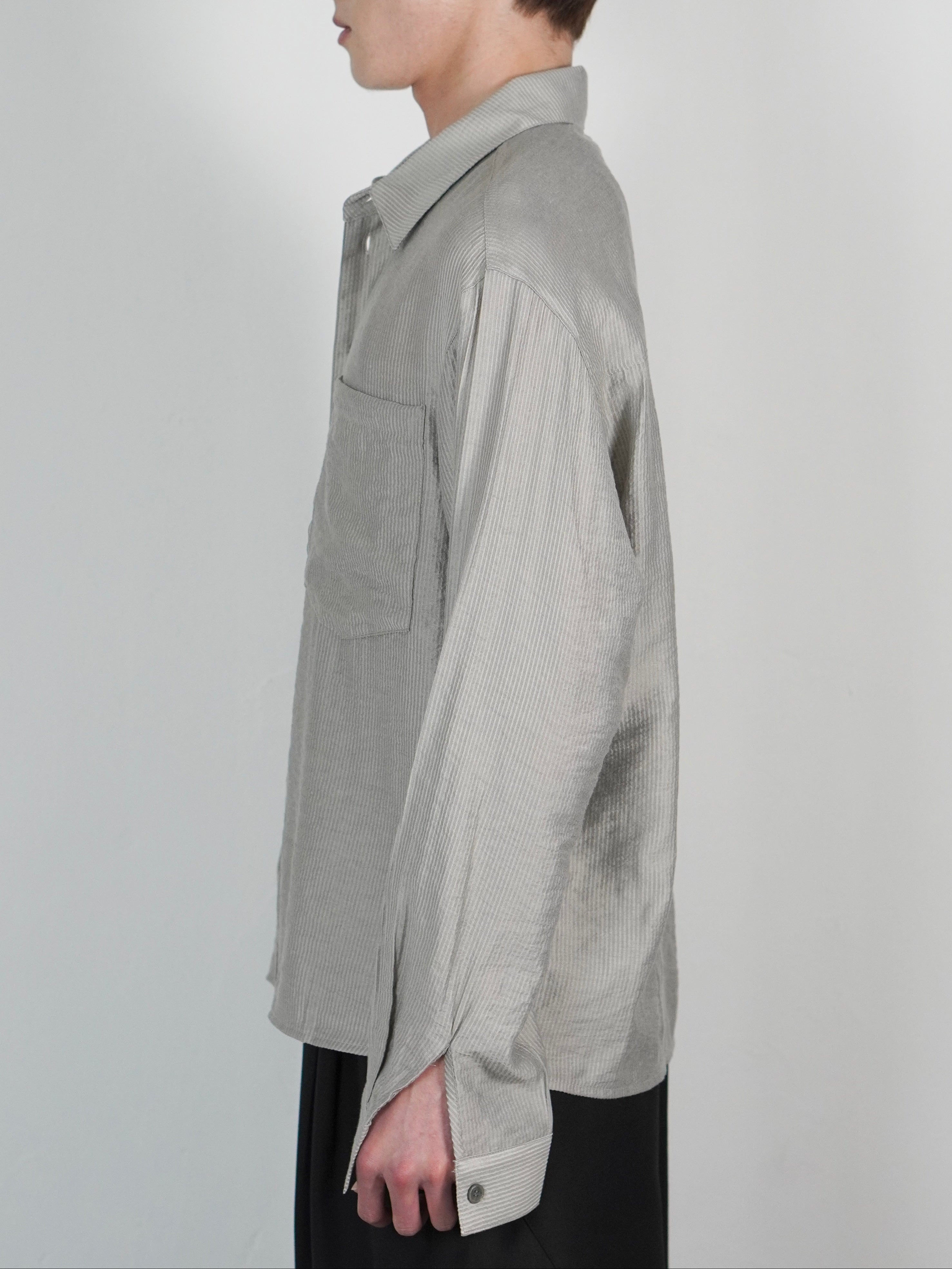 受注制【Chikashitsu +】soft cropped stripe shirt (3color
