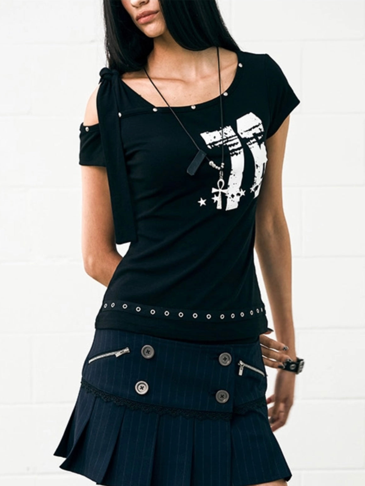 【NOT KNOWING】Tied One Shoulder 76 Top