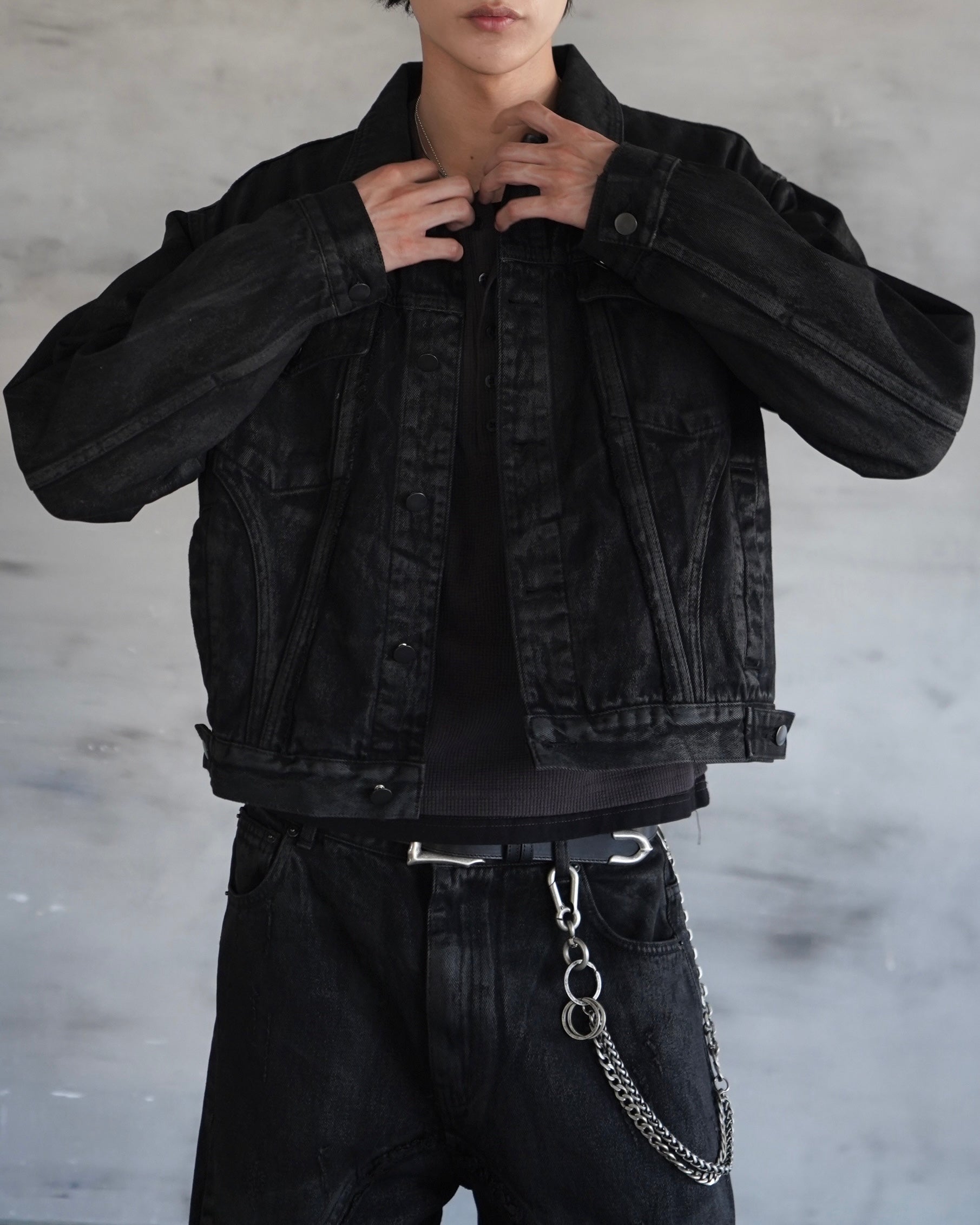 【CHIKASHITSU PLUS HIGH】Washed coating denim jacket