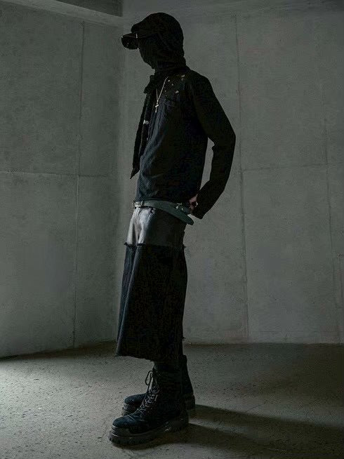 【roaringrad】Layered Carbon Bermuda Denim Pants