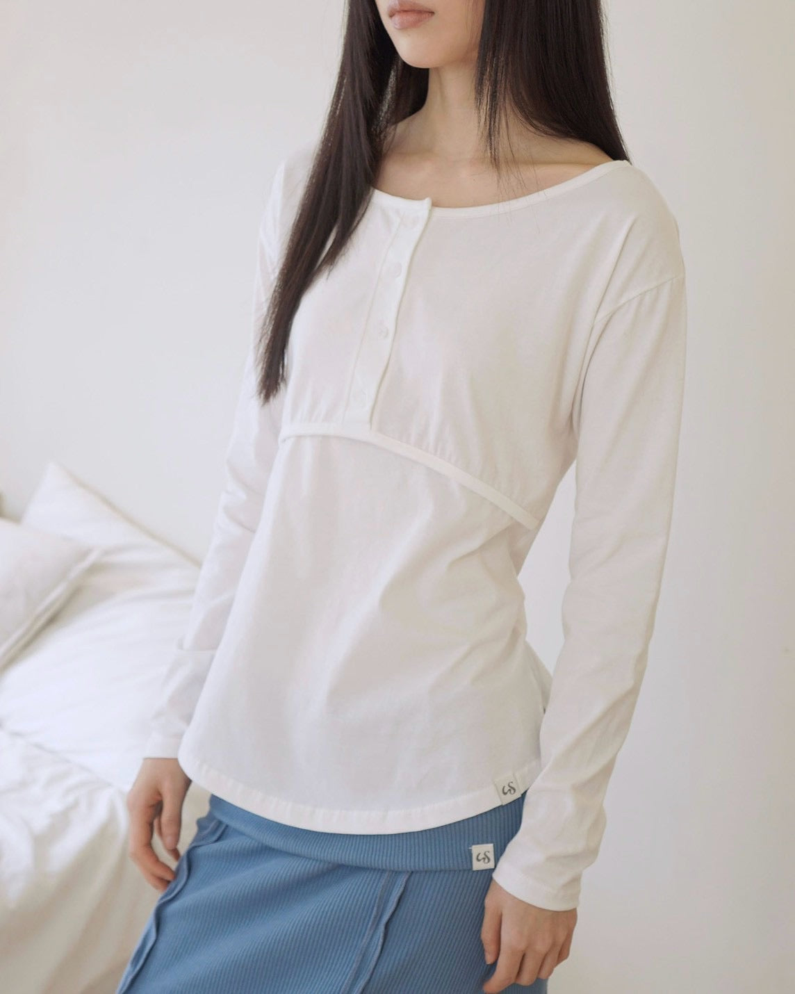 【Uglyshadow】PLACKET RIBBED T-SHIRT
