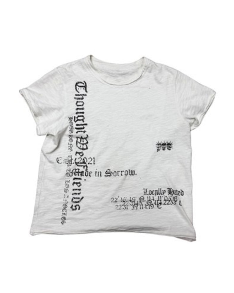 【Thought We Friends】L Raw Hem T-shirt