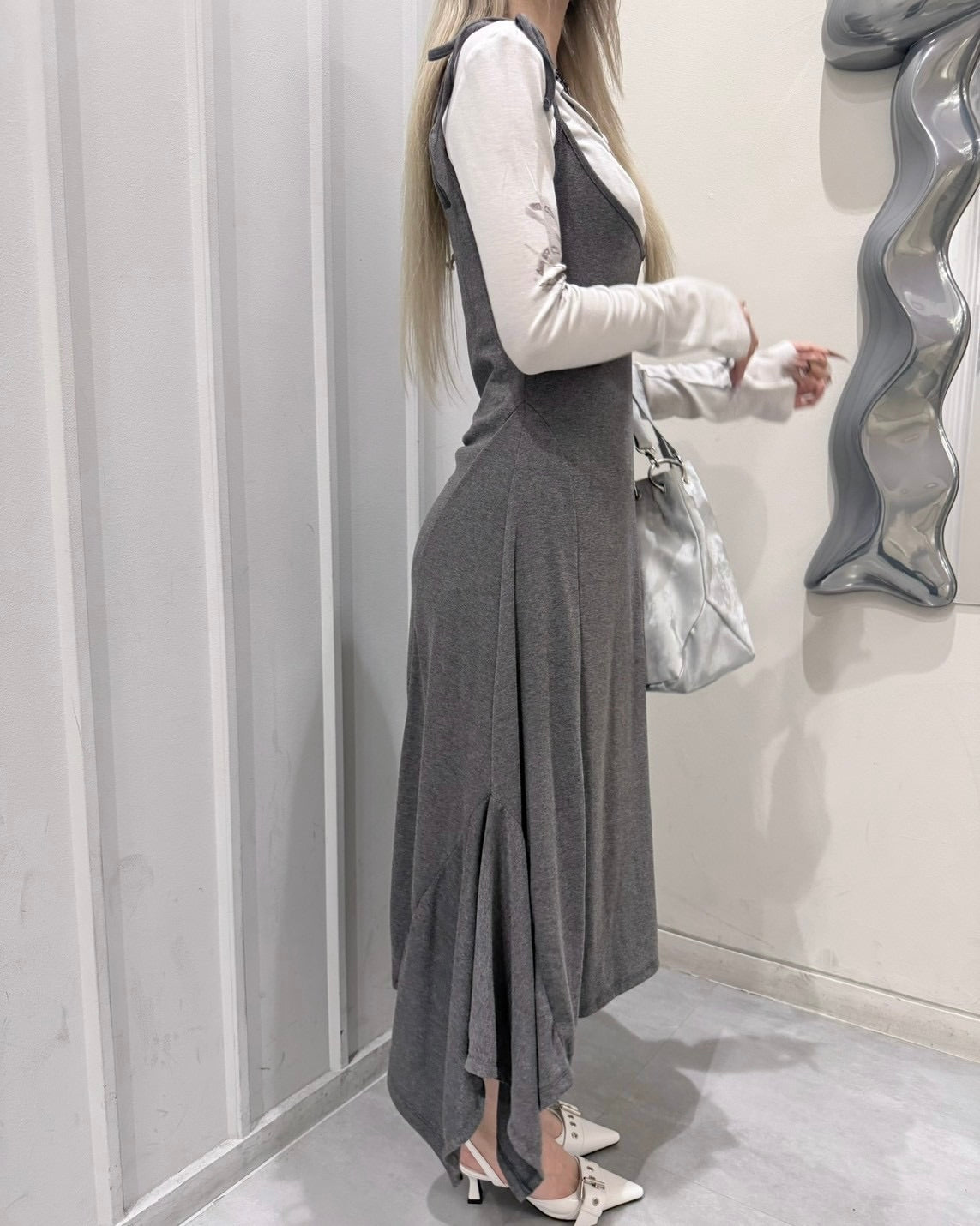 受注制【nmtc+】Curve Layered Long Skirt (2color)