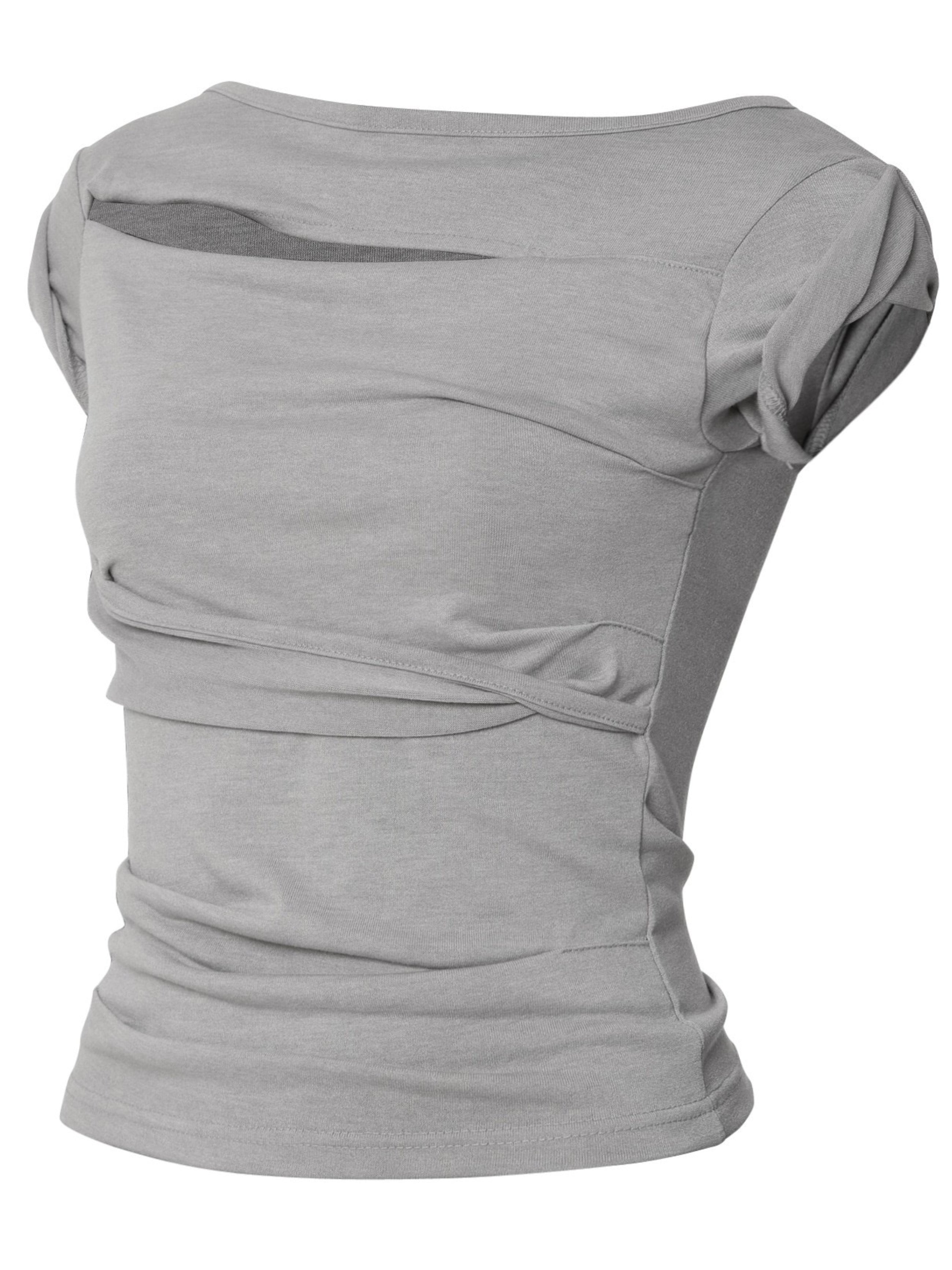 6/22 21:00発売【FLAREUP】Asymmetrical Draped Roll-Up T-Shirt