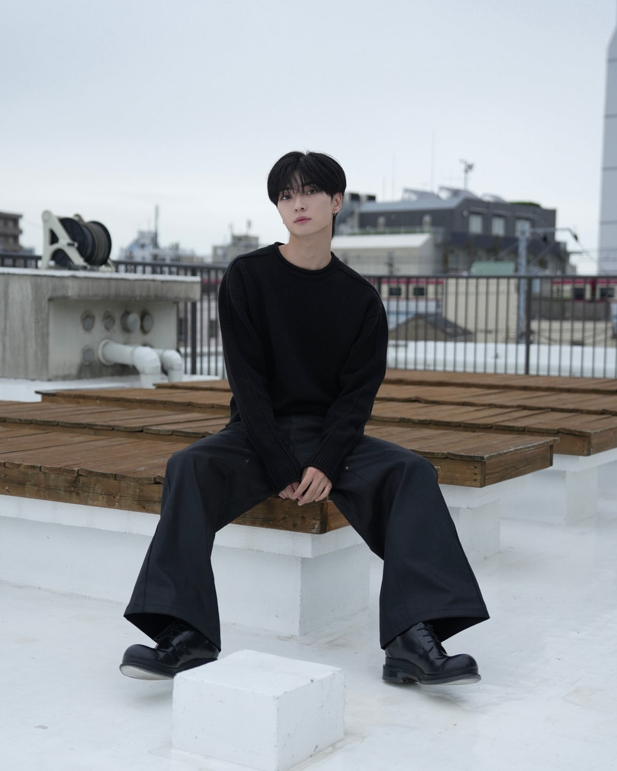 【CHIKASHITSU PLUS HIGH】Contour roll knit sweater (2color)