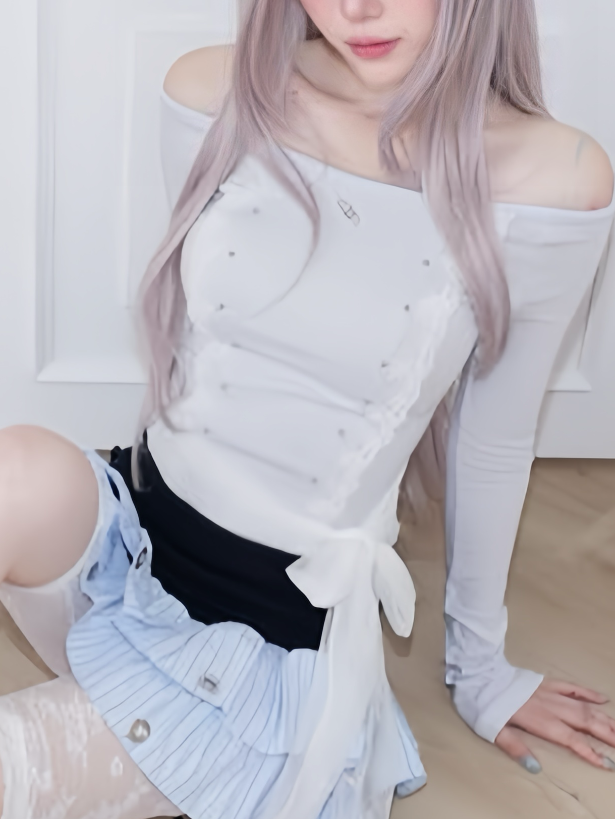 【CHERRYQUIRI】cloud lace off shoulder top