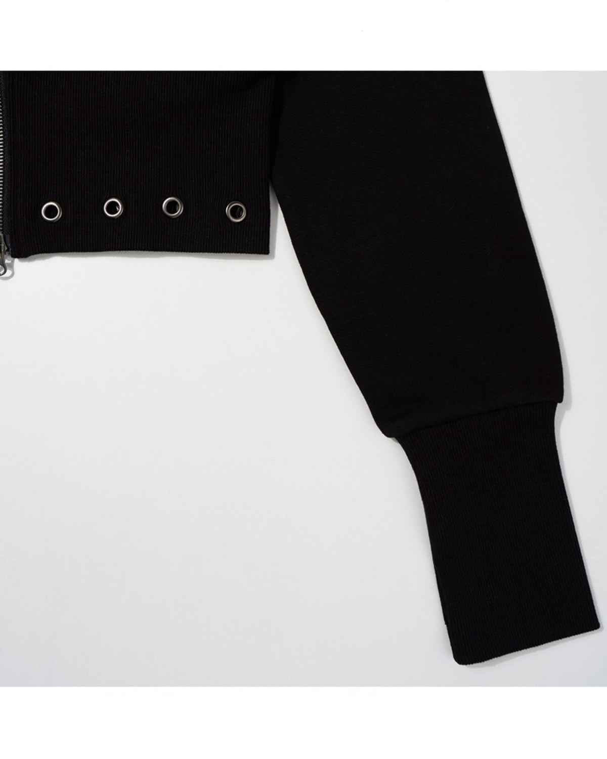 【FANCY CLUB】EYELET RIBBED HOODED ZIP-UP