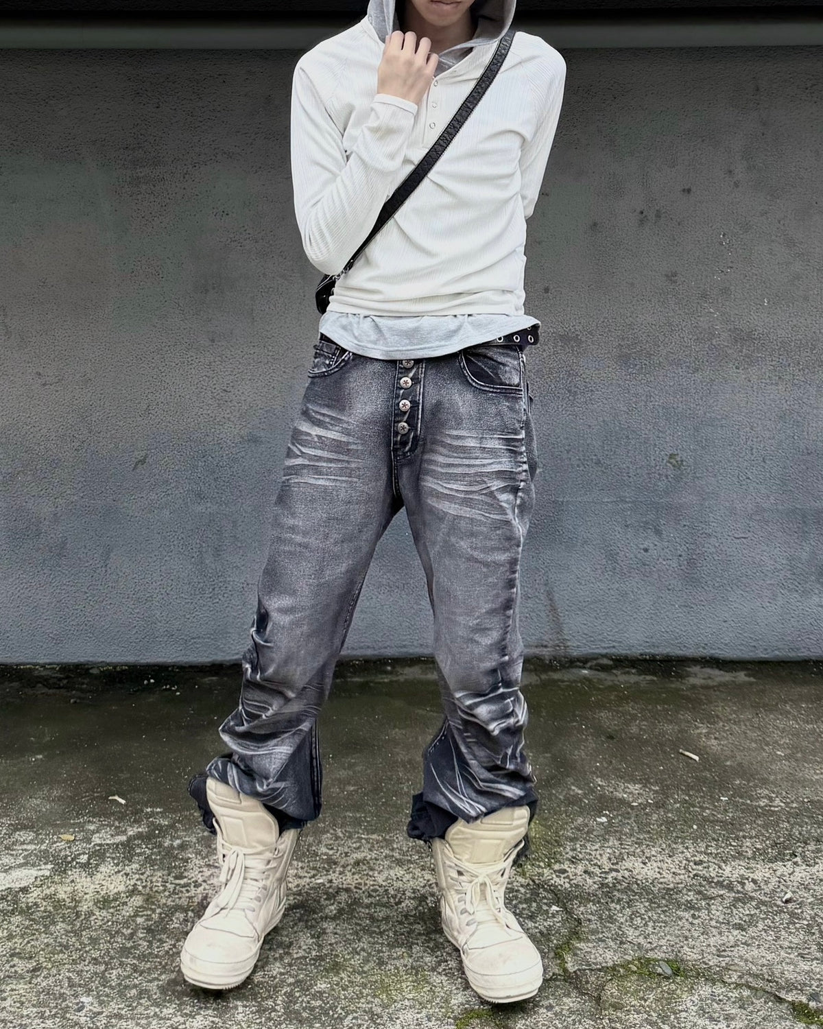 受注制【nmtc+】Snap henley neck ribbed slim top (4color)