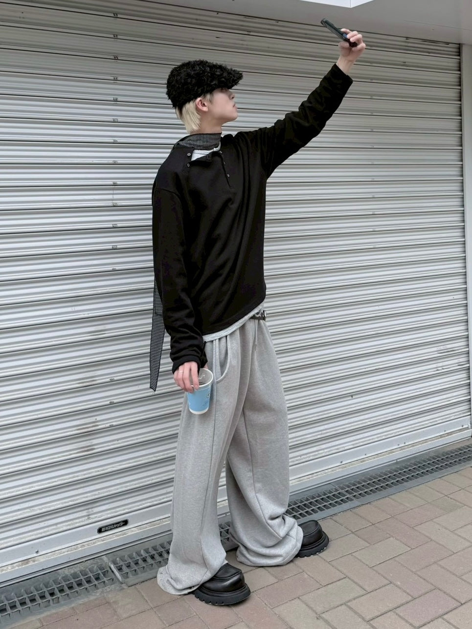 受注制【nmtc+】double button henley neck long sleeve (2color)