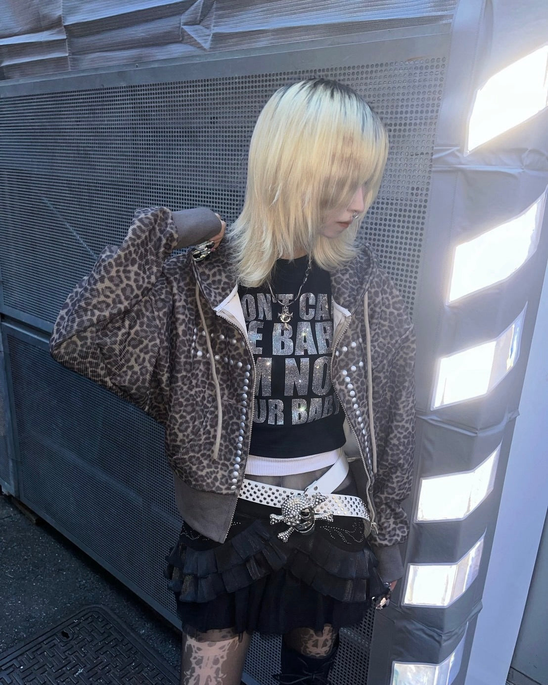 国際配送【BABY09】leopard cross hoodie