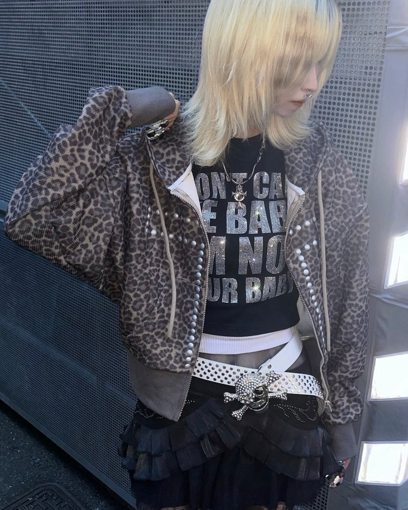 国際配送【BABY09】leopard cross hoodie