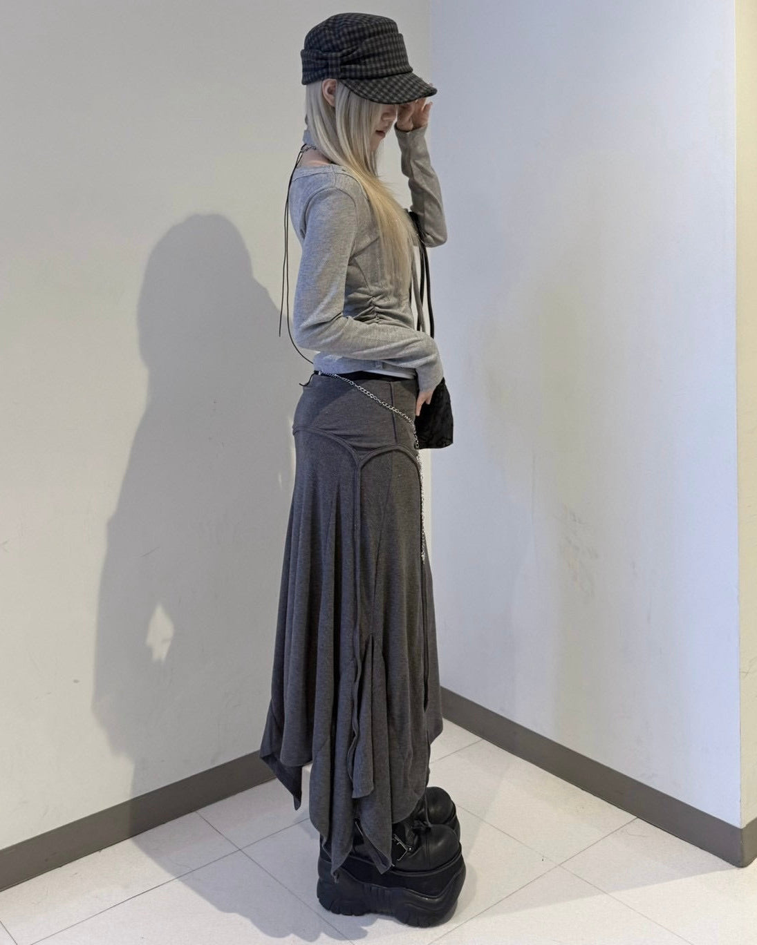受注制【nmtc+】Curve Layered Long Skirt (2color)