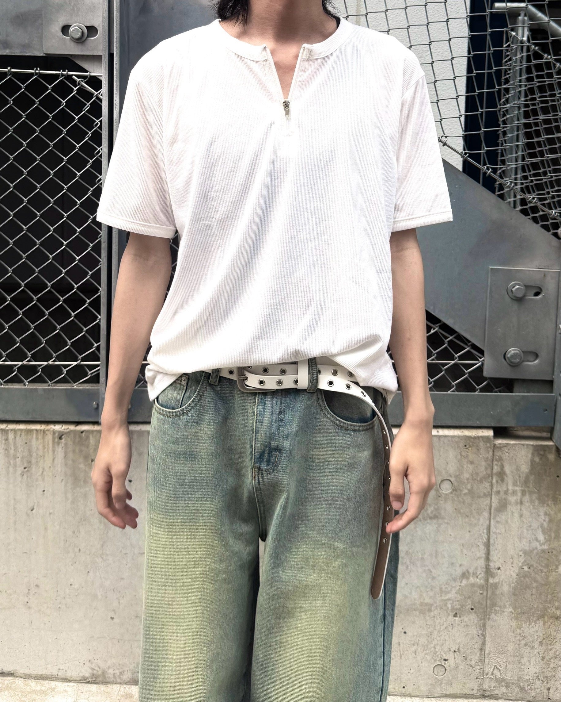 受注制【nmtc+】Half Zip-Up Slim Tee (3color)