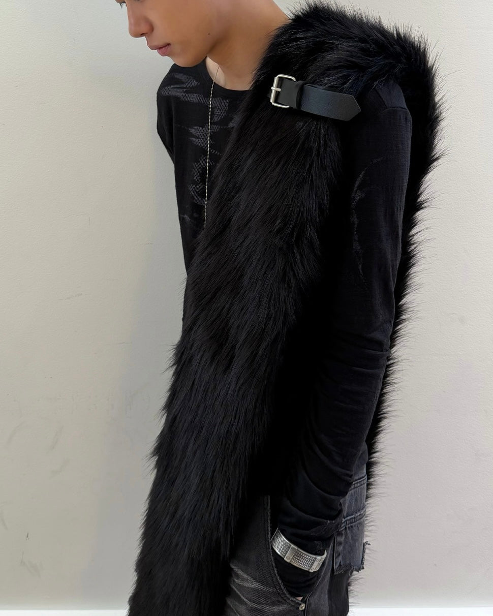 【LECYTO】Buckle Hairy Fur Muffler