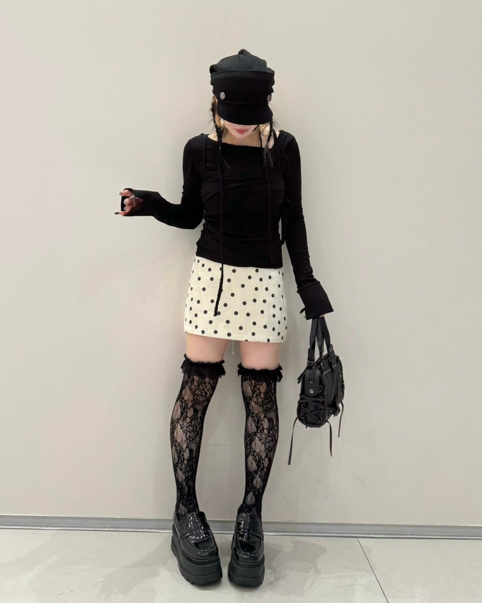 大阪店 WEB限定 受注制【Never mind the XU】Dot Muse Mini Skirt