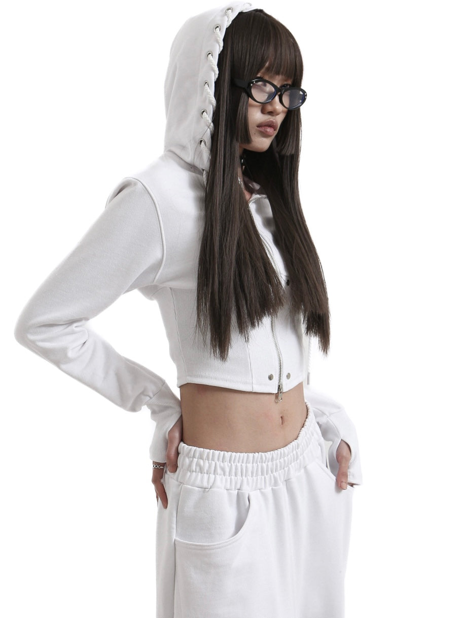 【KAIYA】tie me up hoodie zip-up