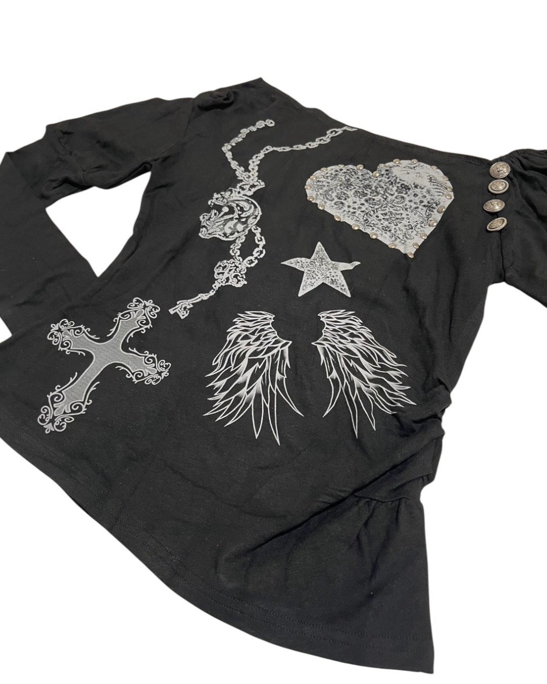 国際配送【BABY09】one-shoulder graffiti tops