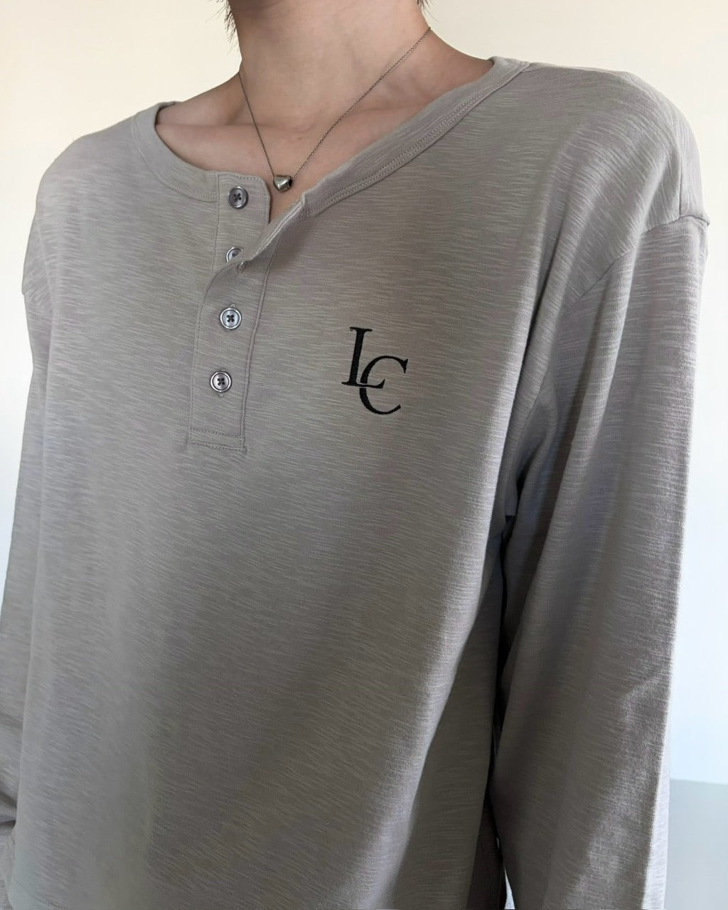 【LUV CODE】LC Button henley long sleeve tee (3color)