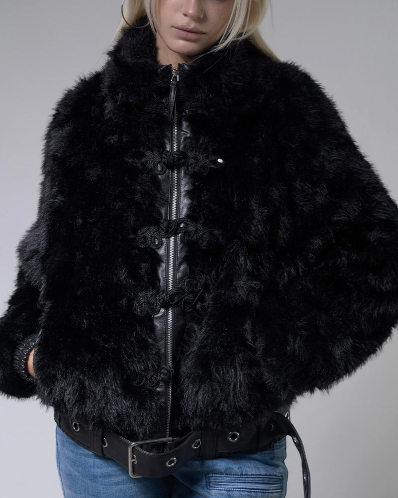 【FANCY CLUB】TOGGLE LEATHER FUR JACKET