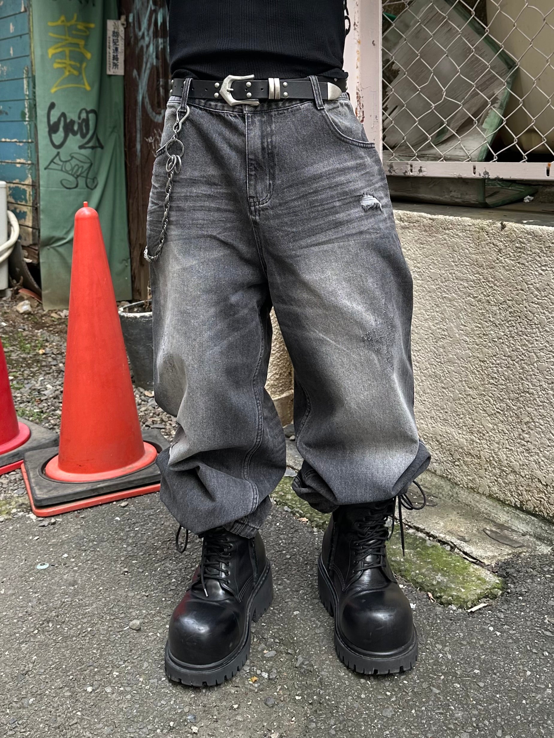 大阪店WEB限定受注制【Chikashitsu +】double back pocket denim pants (2color)