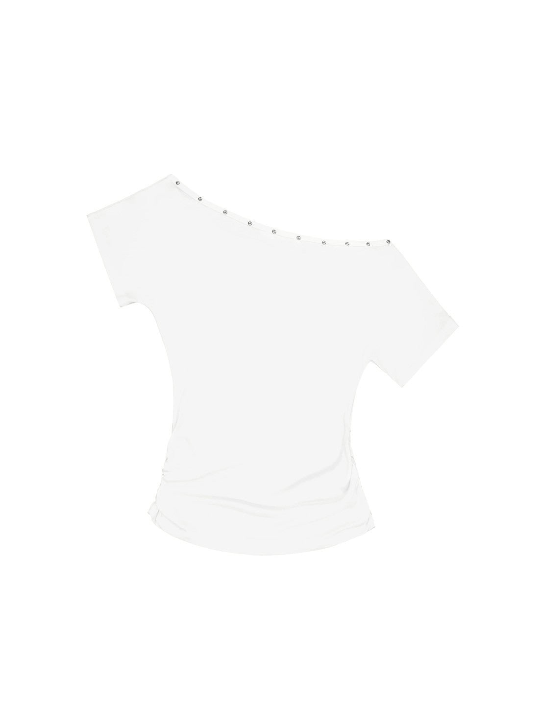 【EYEER】Hotfix One Shoulder Short Sleeve Top