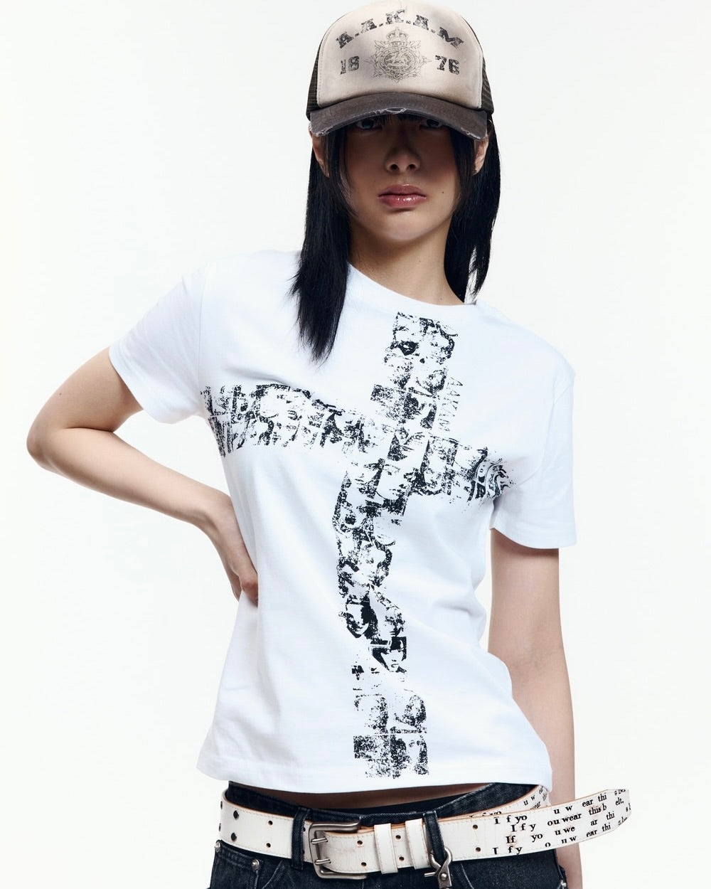【AAKAM】Mosaic Cross Half Top