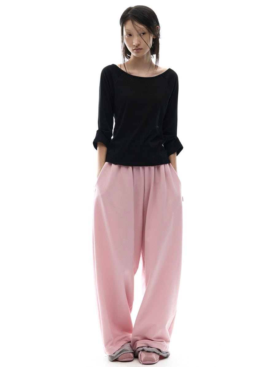 【OJOS】Hotfix Logo Wide Sweatpants