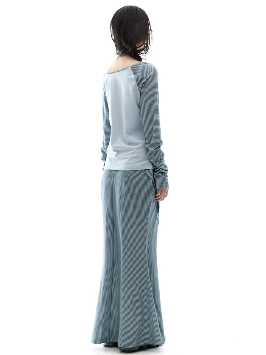 【OJOS】Side Panel Mermaid Maxi Skirt