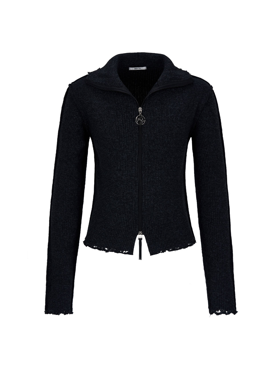 【LECYTO】Destroyed Lip Knit Zip-Up