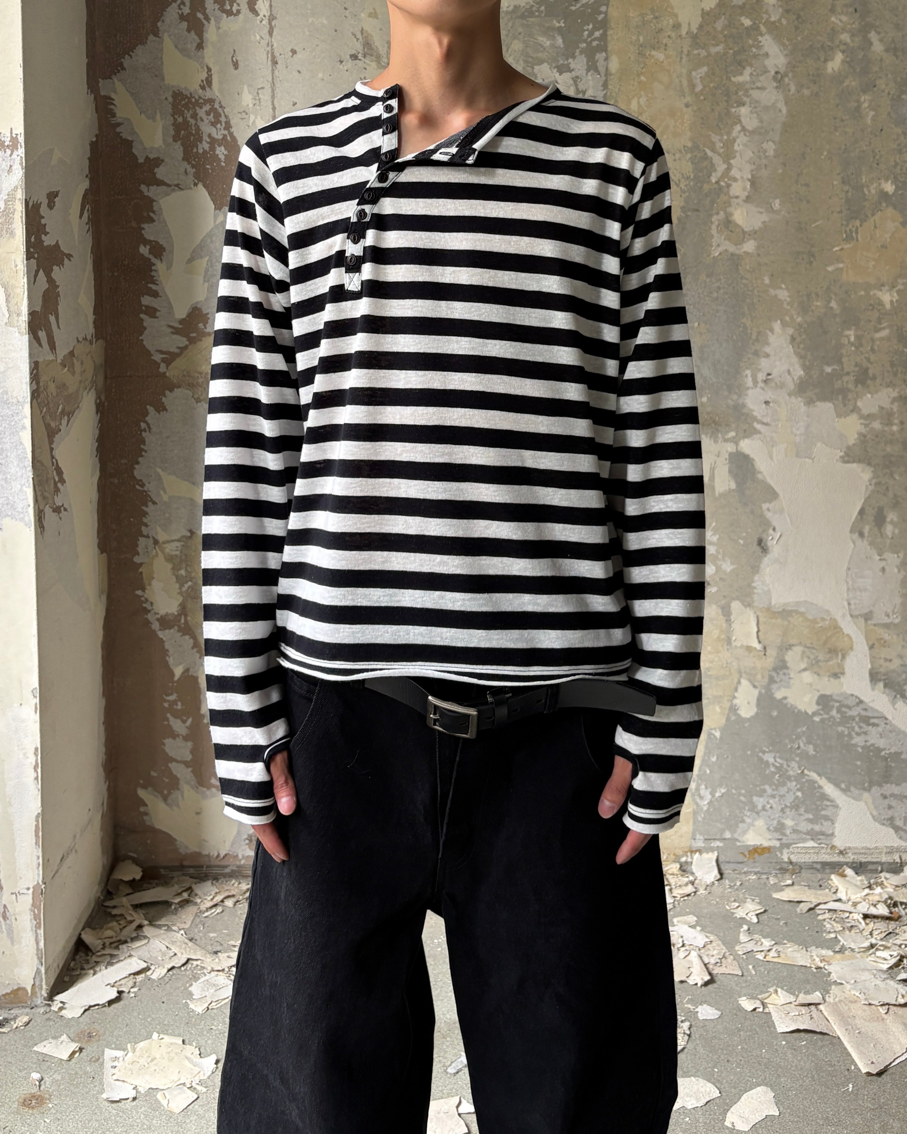 【Lee fi Ne】Offset Henley LS Tee