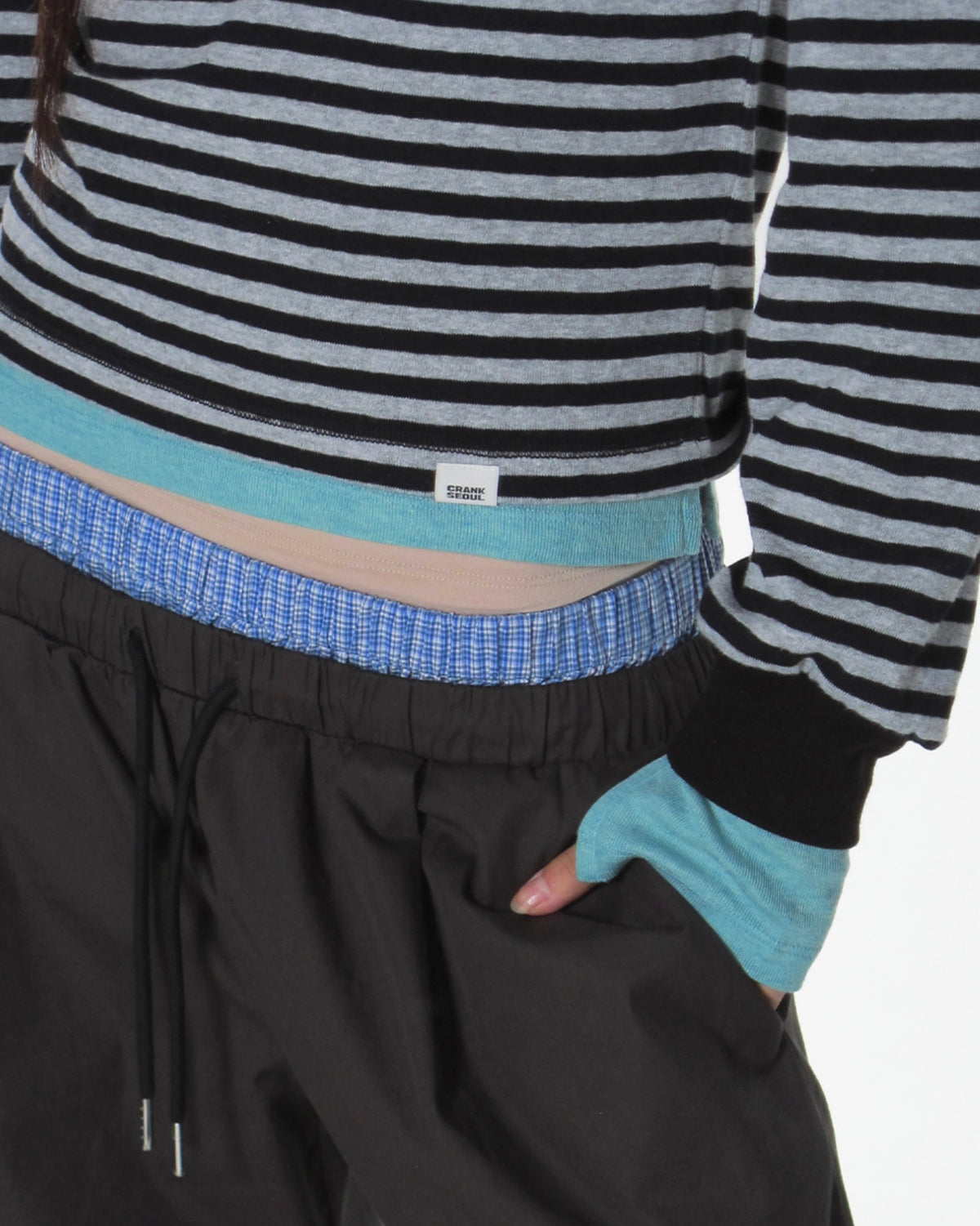 【CRANK】COZY STRIPE V-NECK TOP