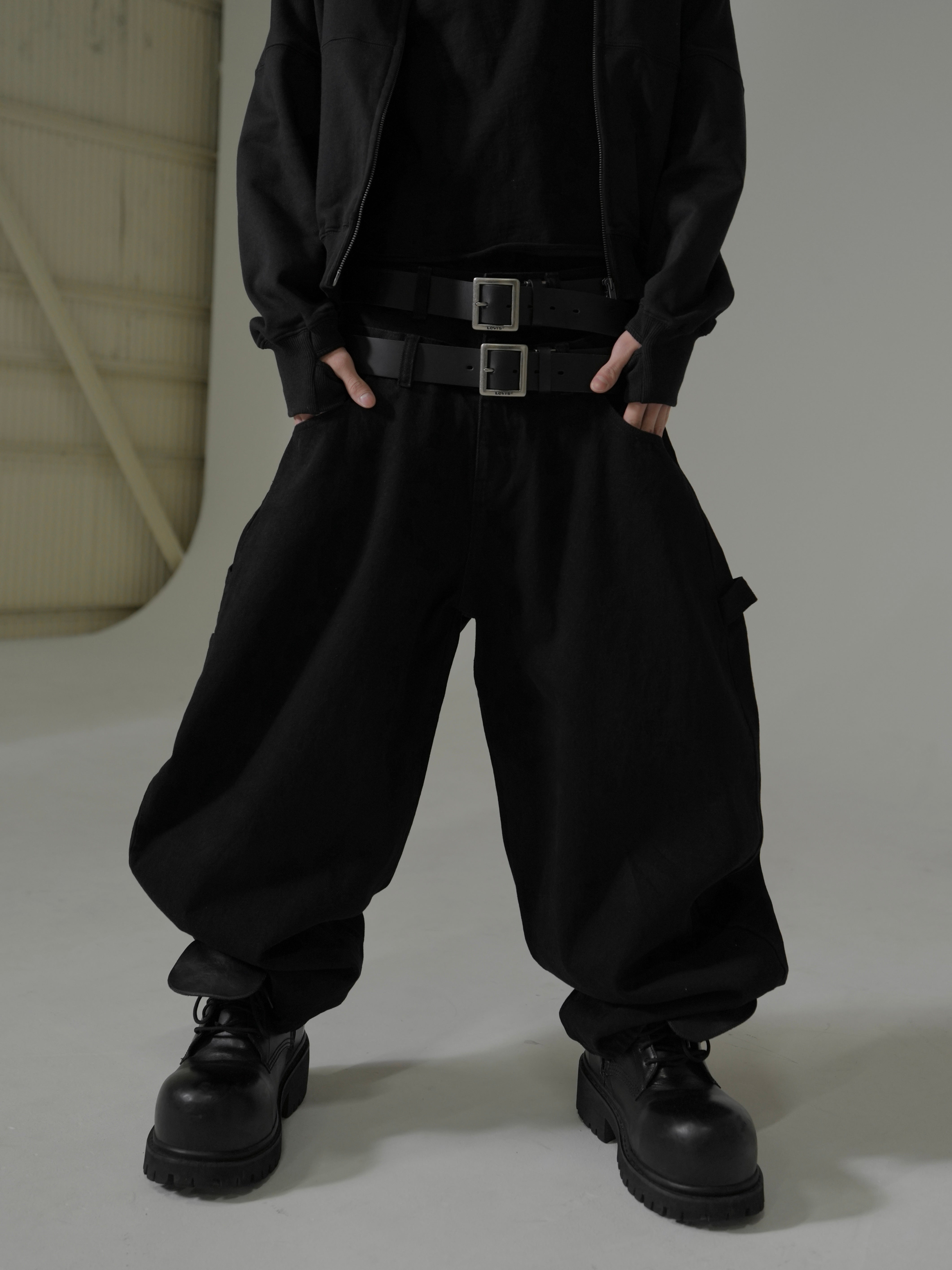 【Lee fi Ne】Double Waist Baggy Jeans