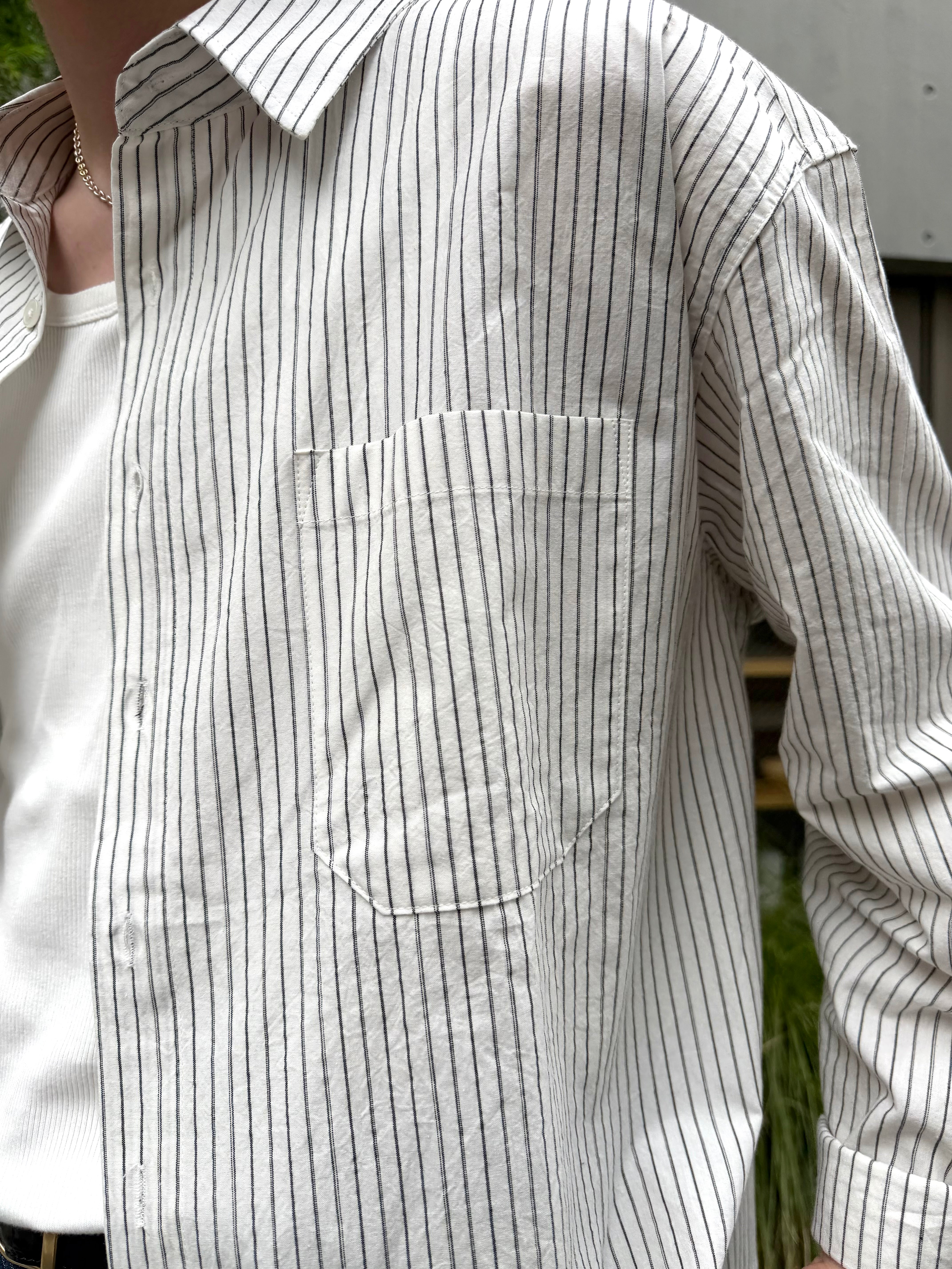 東京店WEB限定受注制【Chikashitsu +】compact stripe shirt (2color)
