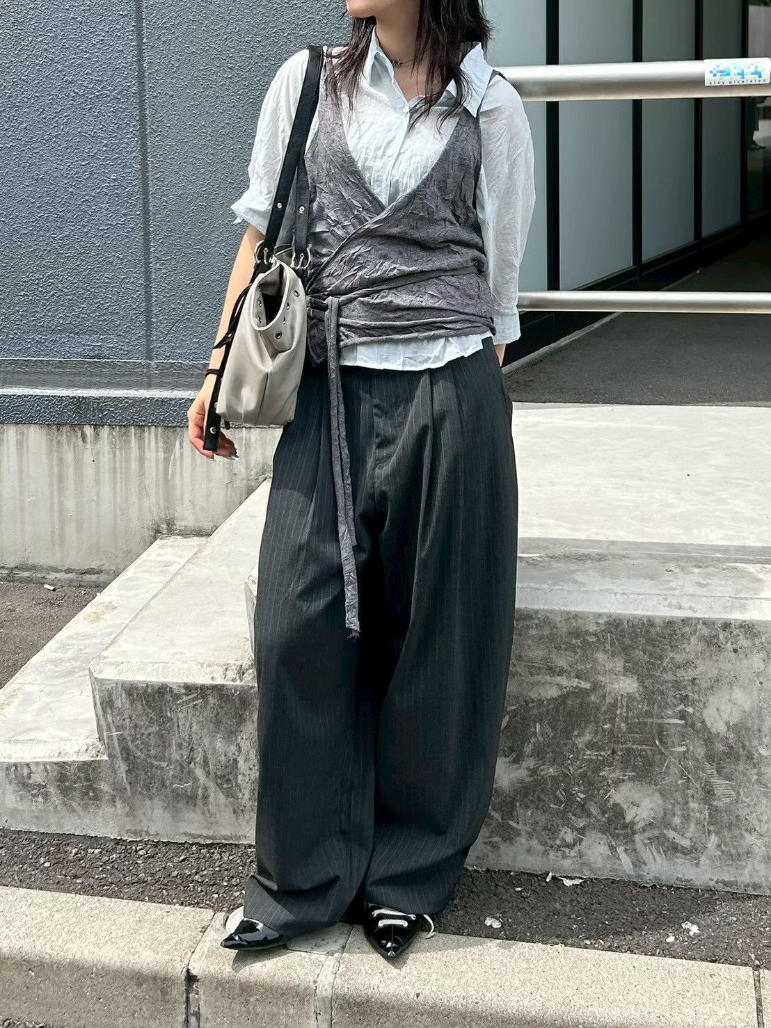 受注制【OaKS】city wrinkle bustier top (2color)