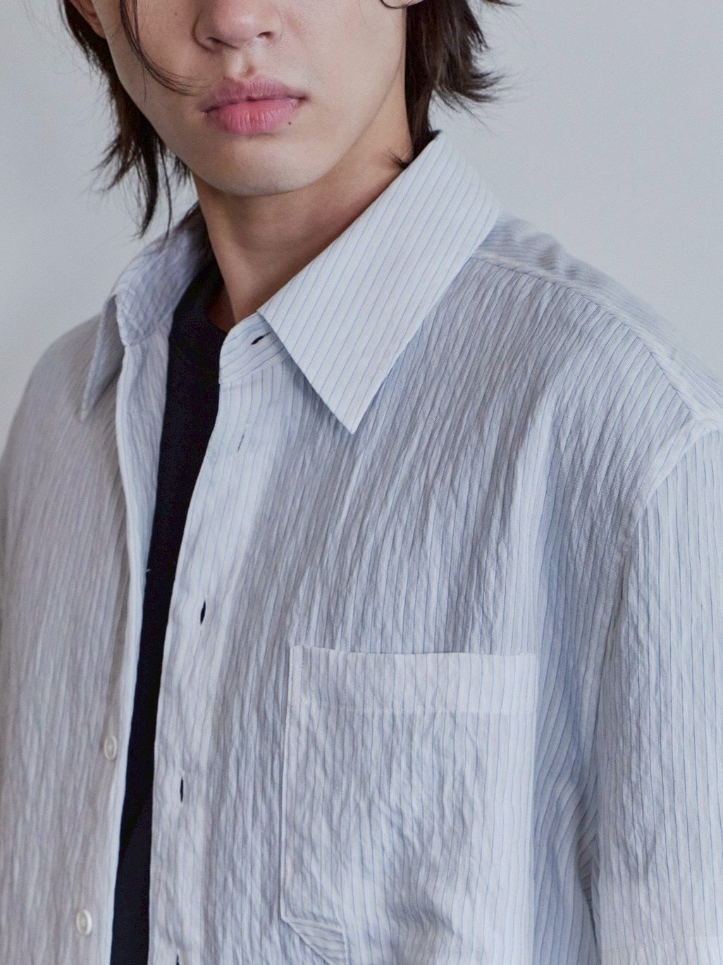 【Waviness】Sheer Origami Crop Half Shirts