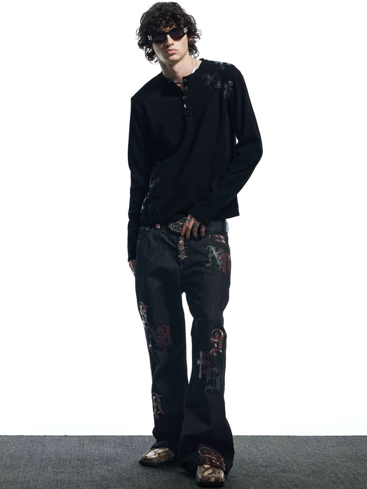 【DND4DES】Henley Collar Patch Long Sleeve