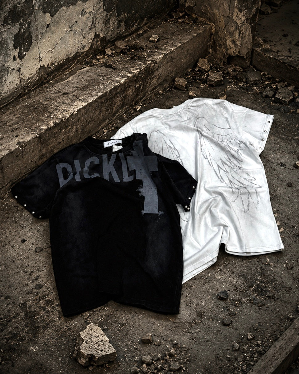 国際配送【Never mind the XU】dark angel wash tee (2color)