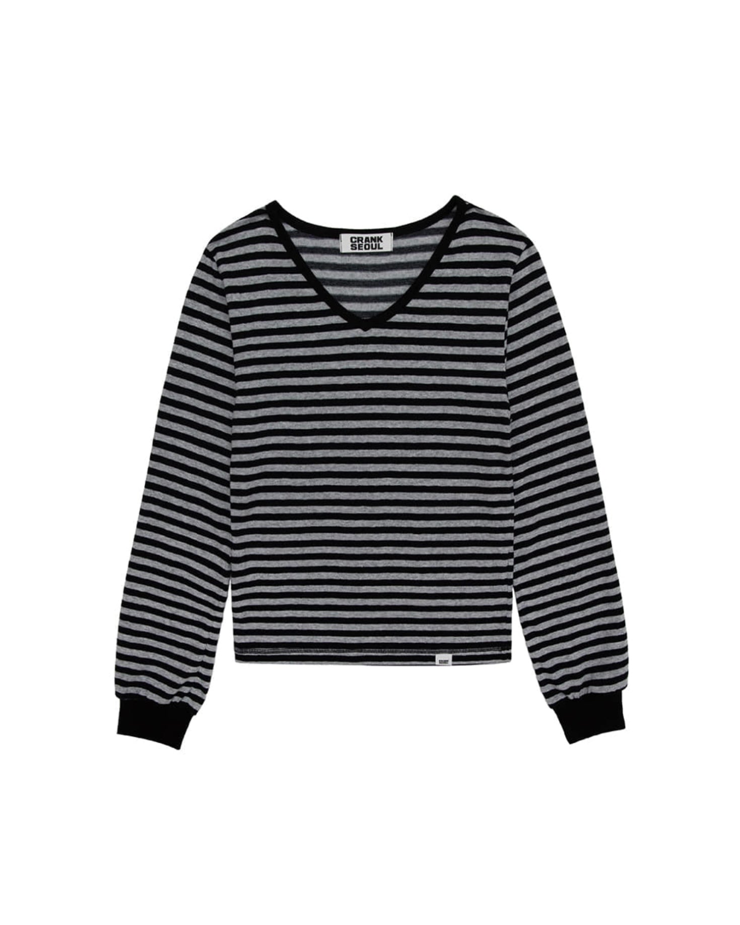【CRANK】COZY STRIPE V-NECK TOP